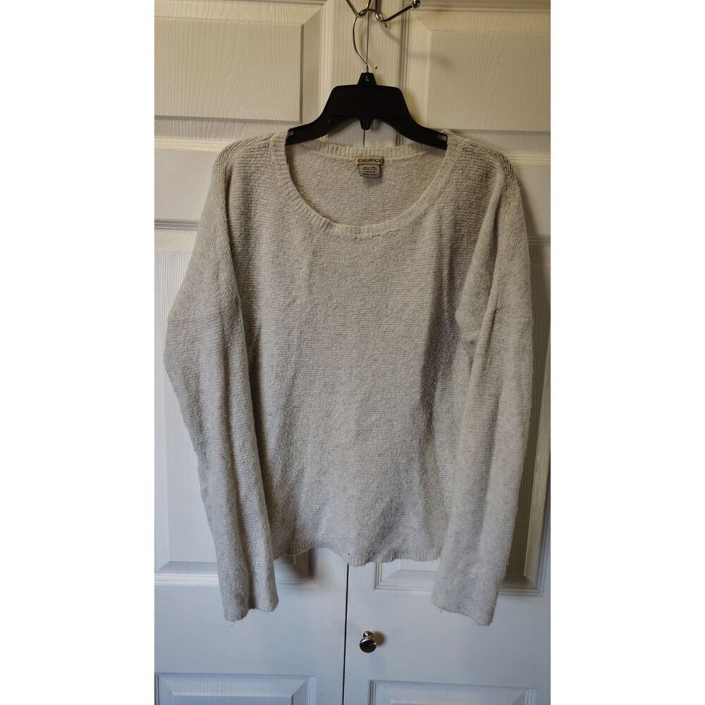 ExOfficio Cream Textured Knit Travel Sweater Scoop Neck Large